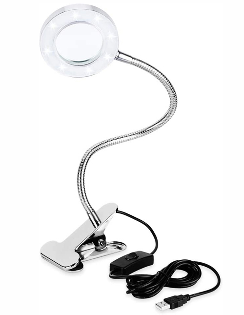 Lampe Loupe LED, 2.5x Lampe de Tatouage Portable avec Clip