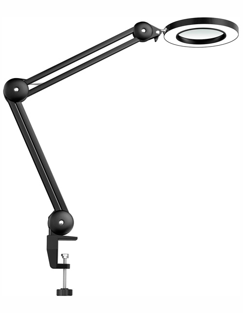 Beyamz Lampe Loupe à LED, Lampe de Bureau Robuste, 5 Dioptries, Grossissement 5X par Lentille en Verre de 125 mm