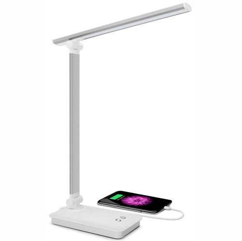 SaponinTree LED Lampe de Bureau, Lampe de Table Tactile 3 Niveaux de Luminosité et 5 Modes de Couleur Réglable avec Chargeur USB