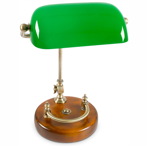 Relaxdays Lampe de banquier bureau table abat-jour vert en verre ampoule à douille E-27 notaire bibliothèque, vert